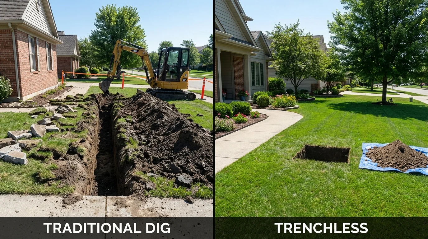 Trenchless sewer repair with minimal yard damage versus traditional excavation in Selma, CA